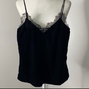 H&M Velvet Spaghetti Strap Top with Lace Trim